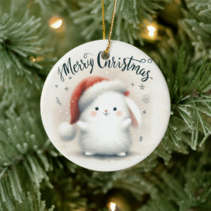 Baby Photo Christmas Cute Fox Ceramic Tree Decoration