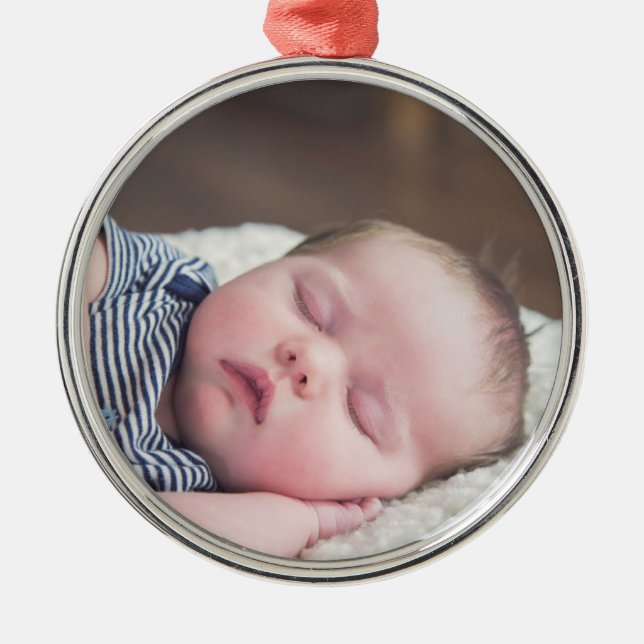 Baby Photo Christmas Keepsake Metal Tree Decoration (Front)