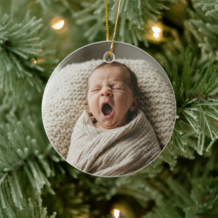 Baby Photo Christmas Personalised Keepsake Gift Ceramic Tree Decoration