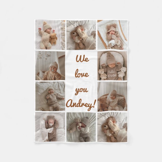 Baby Photo Collage Fleece Blanket (Front)
