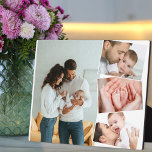 Baby Photo Collage with Vertical ZigZag Plaque<br><div class="desc">Create your own baby photo plaque with 4 of your favourite pictures. The photo template is set up to create a photo collage with one main photo,  slightly overlaid with the remaining three photos in a vertical zigzag. Your pictures are displayed in portrait and landscape format with white frames.</div>