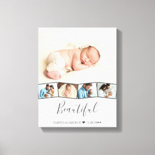 Baby Photo Collage Zigzag Picture Strip Custom Canvas Print