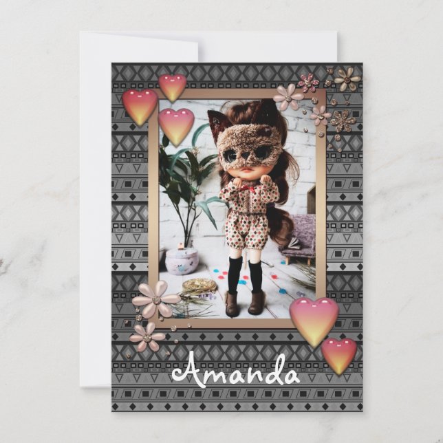 Baby photo dolls, dolls, personalised, hobby annou announcement (Front)