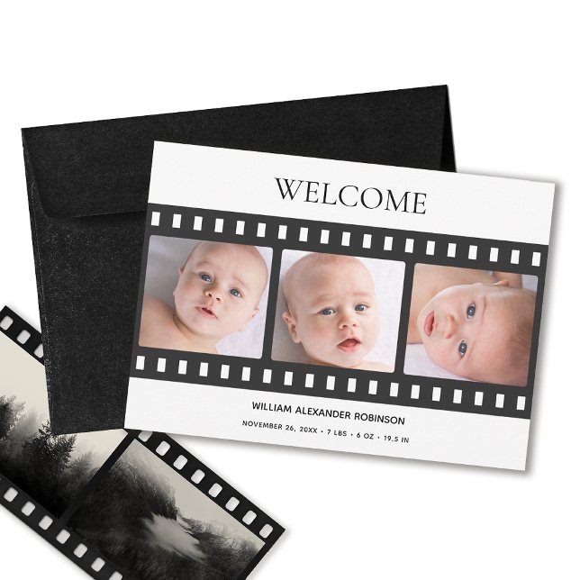 Baby Photo Elegant Filmstrip Classy Birth Announcement (Creator Uploaded)