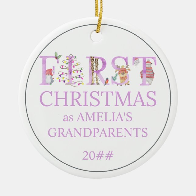  Baby Photo First Christmas as Grandparents Cute Ceramic Tree Decoration (Front)