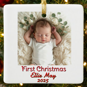 Baby Photo First Christmas Personalise Ceramic Ornament