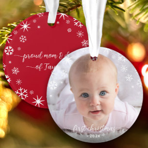 Baby Photo First Christmas Snowflakes New Parents Ornament