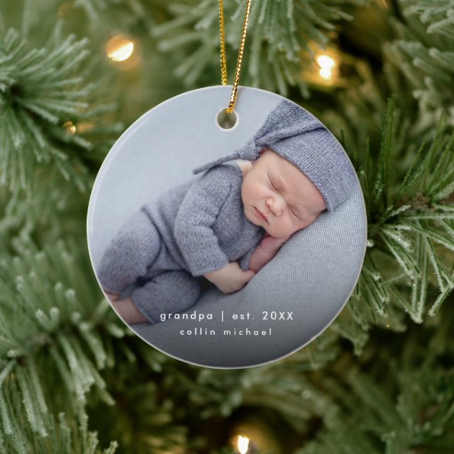 Baby Photo Grandpa Year Established Keepsake Ceramic Tree Decoration (Tree)