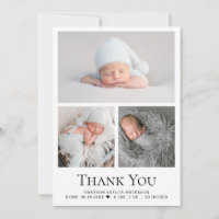 Baby Photo Grid Birth Stats Black White