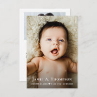 Baby Photo Heart Modern Birth announcement small