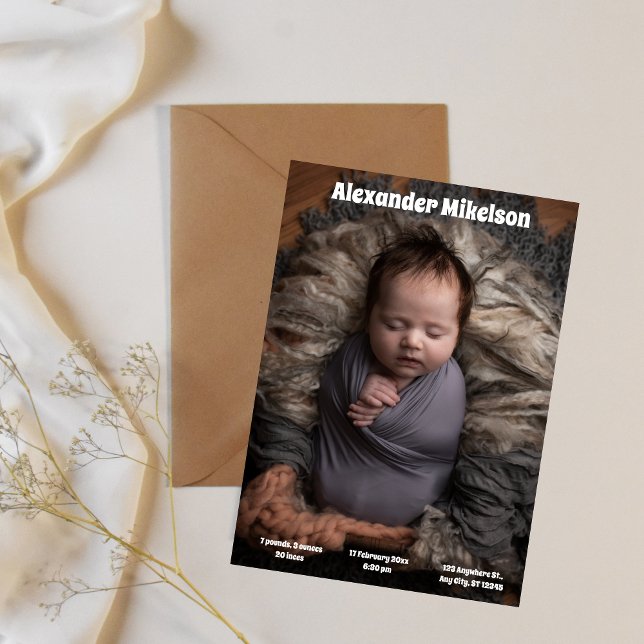 Baby Photo Modern Birth Announcement (Creator Uploaded)