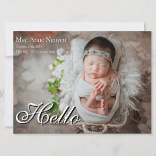 Baby Photo Modern Birth Announcement Black & White