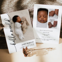 Baby Photo Modern Birth Announcement Card