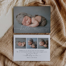 Baby Photo Modern Birth Announcement Card