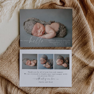 Baby Photo Modern Birth Announcement Card