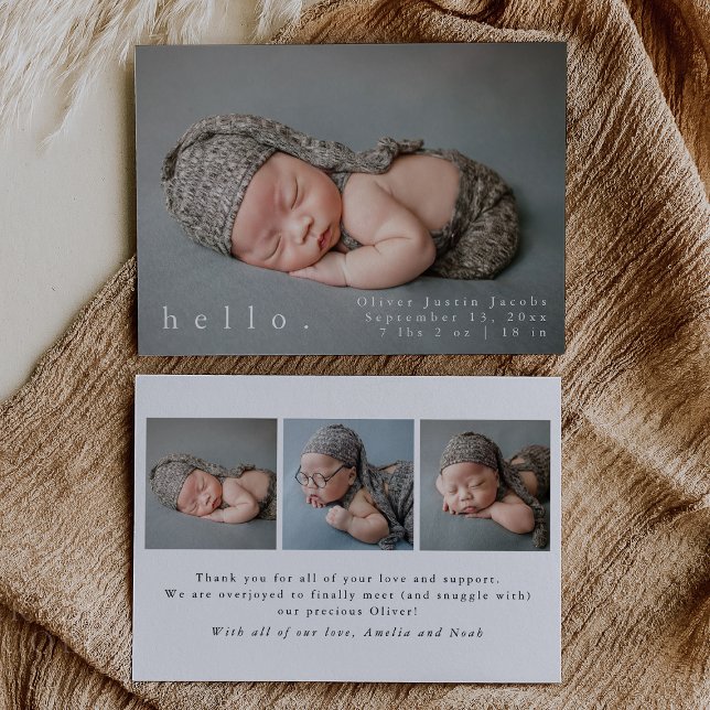 Baby Photo Modern Birth Announcement Card (Creator Uploaded)