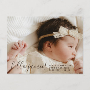 Baby Photo Modern Birth Announcement Postcard
