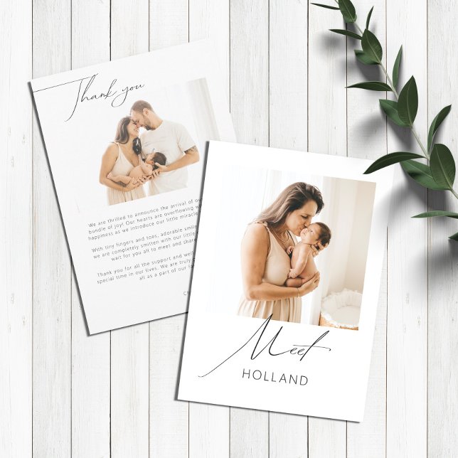 Baby Photo Modern Minimalist New Baby Announcement (Creator Uploaded)