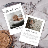 Baby Photo Modern Script Minimalist Birth