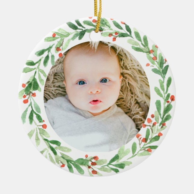 Baby Photo Ornament - First Christmas  (Front)