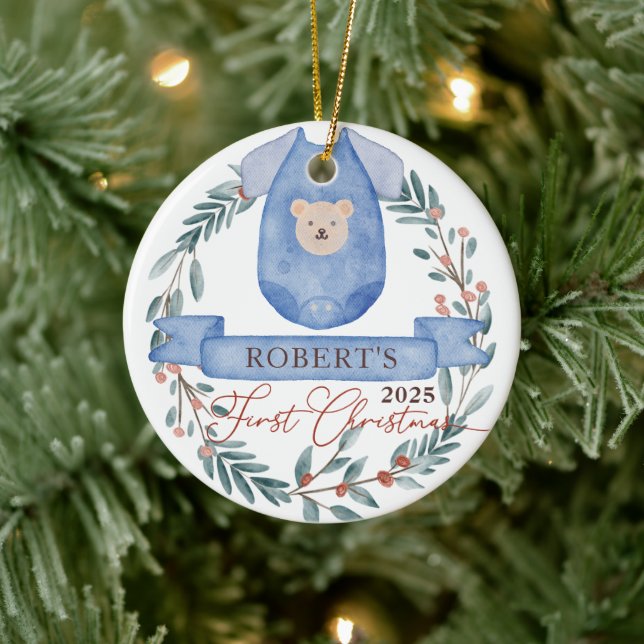 Baby Photo Personalised Baby's 1st Christmas  Ceramic Tree Decoration (Tree)