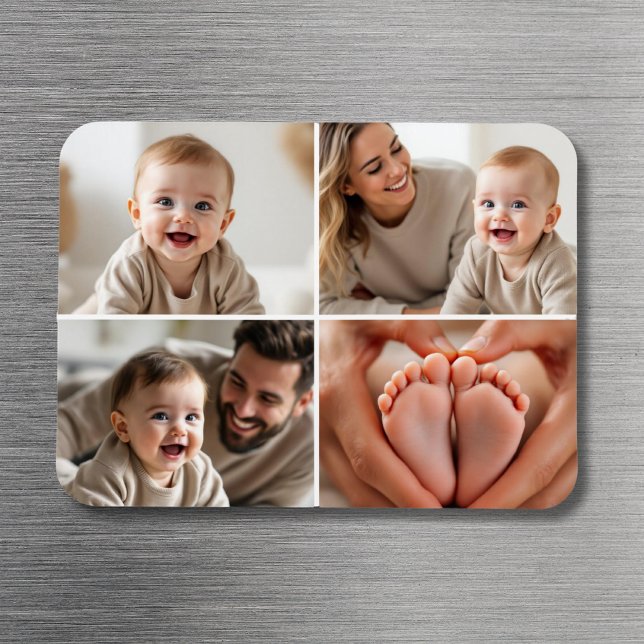 Baby Photo Picture Collage Instagram Square Magnet (Creator Uploaded)
