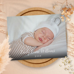 Baby Photo Script Name Date Simple Announcement Postcard