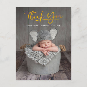 Baby Photo Script Thank You Birth Announcement Postcard