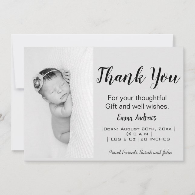 Baby Photo Thank You Birth Announcement (Front)