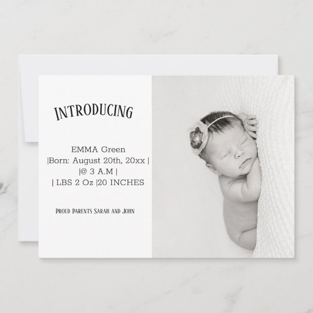 Baby Photo Thank You Birth Announcement Card (Front)