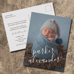 Baby Photo Thank You Birth Announcement Postcard