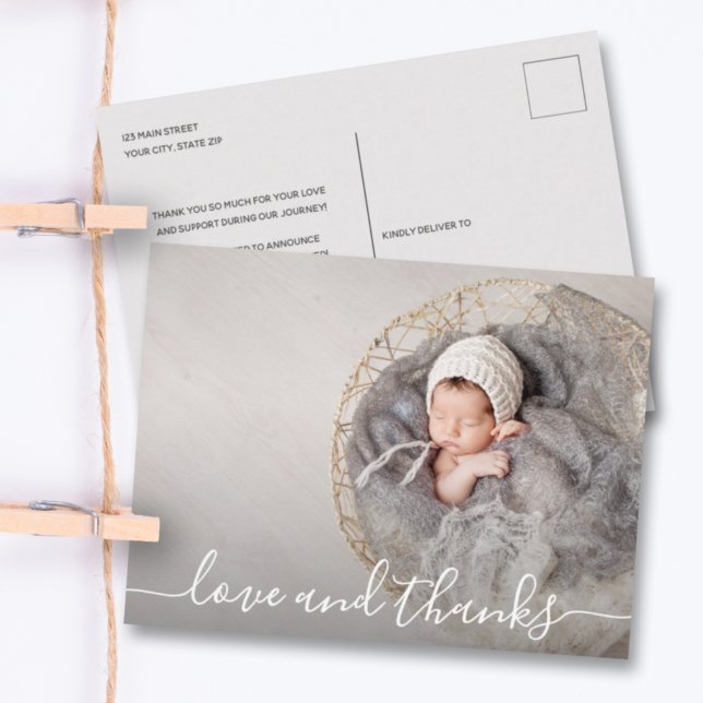 Baby Photo Thank You Birth Announcement Postcard (Creator Uploaded)