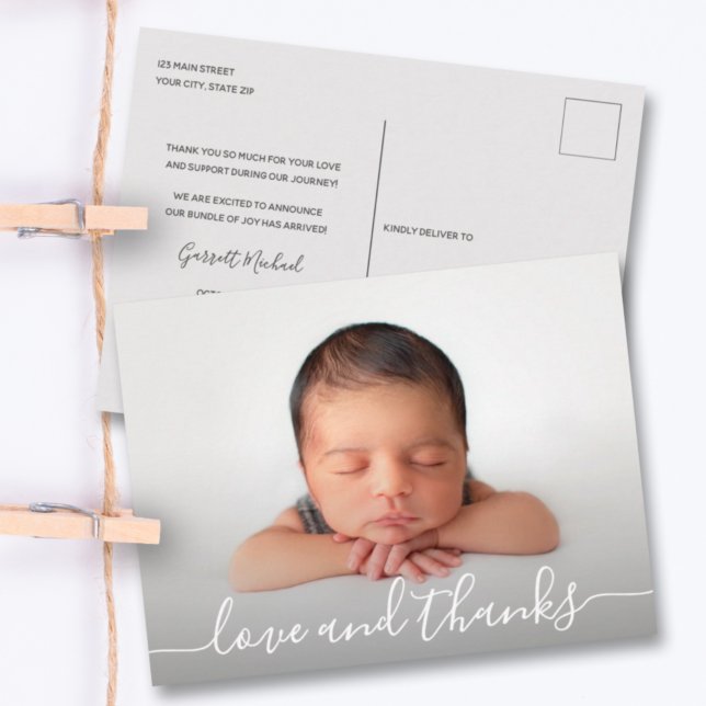Baby Photo Thank You Birth Announcement Postcard (Creator Uploaded)