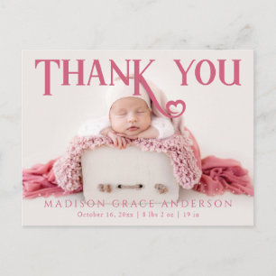Baby Photo Thank You Birth Announcement Postcard