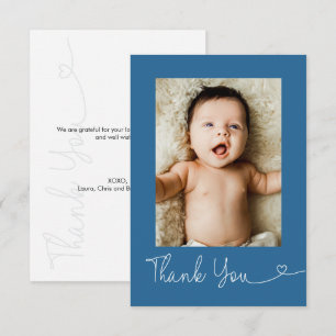 Baby Photo Thank you Heart Modern Baby shower Card