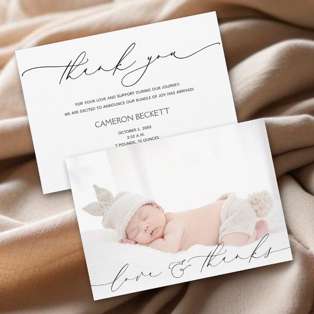Baby Photo Thank You Message Birth Announcement (Baby photo thank you message birth announcement)