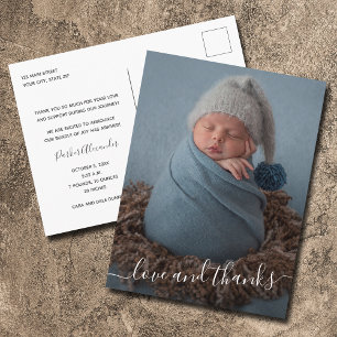 Baby Photo Thank You Script Birth Announcement Postcard