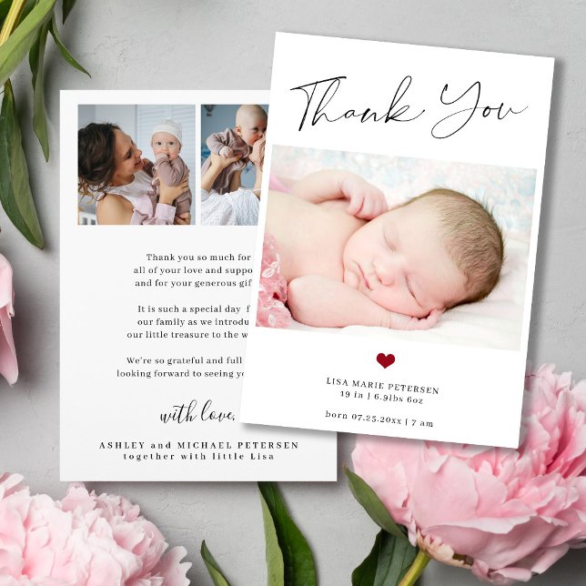 Baby photo thank you simple script photo birth announcement (Creator Uploaded)
