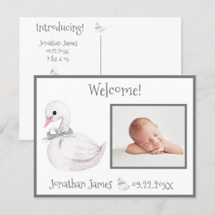 Baby Photo Typography Name Stats Announcement Postcard