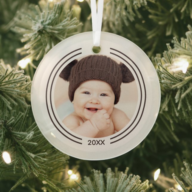 Baby Photo Year Christmas Glass Tree Decoration (Insitu)
