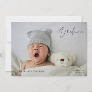 Baby Photos Modern Calligraphy Birth Announcement