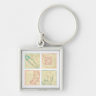 Baby Picture Blocks by Chariklia Zarris Key Ring