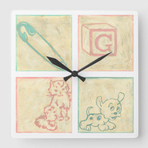 Baby Picture Blocks by Chariklia Zarris Square Wall Clock