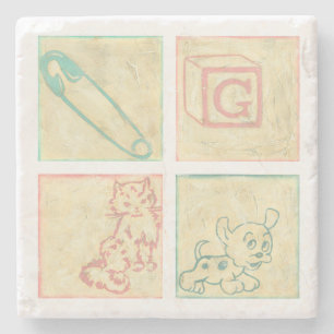 Baby Picture Blocks by Chariklia Zarris Stone Coaster
