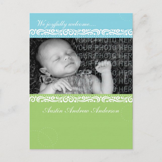 Baby Picture Frame Announcement Postcard (Front)