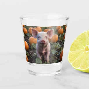 Baby Pig In The Pumpkin Patch,  Shot Glass