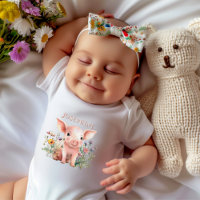 Baby Pig Wildflowers Farm Baby Name T-Shirt