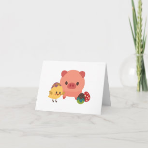 Baby Piglet (Pig) and Chick (Chicken) BLANK Card