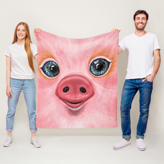 Baby Piglet Pink Fleece Blanket (In Situ)