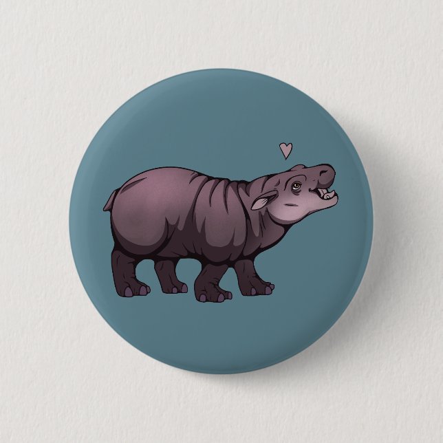 Baby Pigmy Hippo 6 Cm Round Badge (Front)
